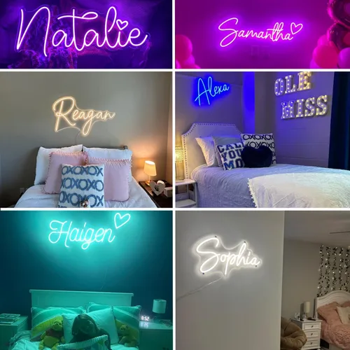 Miniatura 5 de Letrero de neón personalizado para boda, Binager personalizable con nombre de neón, decoración de letrero de luz regulable/RGB, personalizado