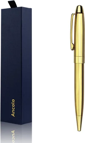 Miniatura 9 de Ancolo Bolígrafo negro, tinta negra a granel, punta media de 0.039 pulgadas (0.039 in), escritura suave, bolígrafos negros y dorados para hombres