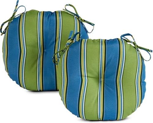 Miniatura 17 de South Pine Porch Cojín redondo para silla bistró de 15 pulgadas para exteriores (juego de 2), Aloha Black Floral