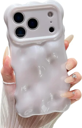 Miniatura 62 de XIZYO Funda para iPhone 13 de 6.1 pulgadas, bonito patrón de ondas, estético, 3D, rizado, ondulado, chapado en purpurina, para mujeres y niñas, Azul