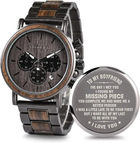 Miniatura 16 de 2win Reloj de madera grabado para novio, mi hombre, prometido, marido, relojes de madera personalizados para hombres, cumpleaños, aniversario, reloj