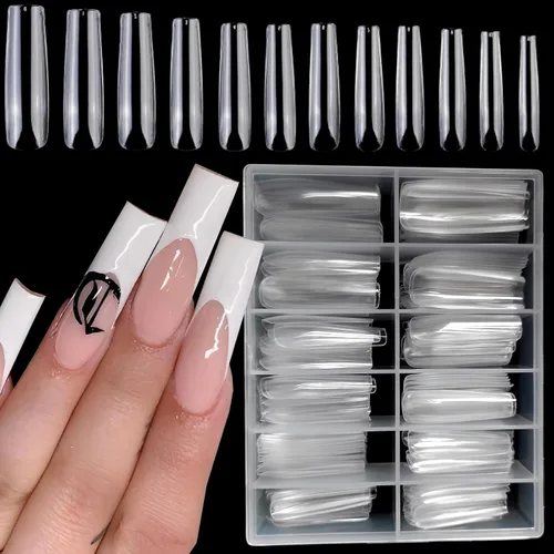 Miniatura 8 de LoveOurHome 240 puntas de uñas postizas XL de acrílico transparente en forma de almendra, uñas de cobertura completa, uñas postizas extralargas