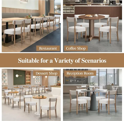 Miniatura 6 de ZJhome Sillas de comedor, paquete de 2 sillas de cocina de madera modernas de mediados de siglo con tapicería de lino, diseño tejido de respaldo
