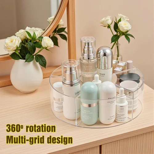 Miniatura 5 de Lonian Organizador de maquillaje giratorio de 360°, almacenamiento cosmético acrílico ajustable, organizadores de cosméticos y soporte de maquillaje