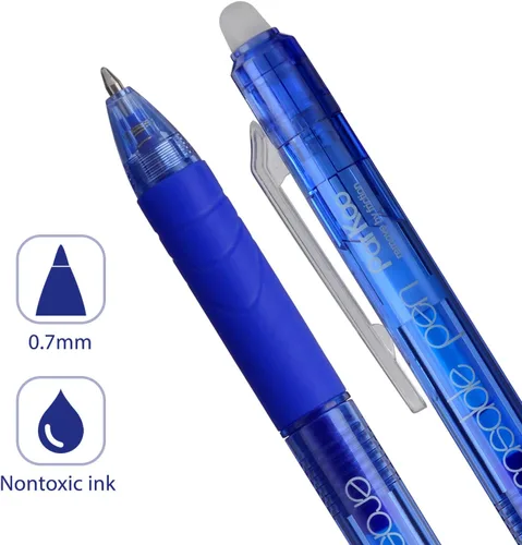 Miniatura 6 de ParKoo Bolígrafos de gel retráctiles borrables, punta fina de 0.028 in, desaparece el error, tinta azul para tomar notas y crucigramas, paquete de 6