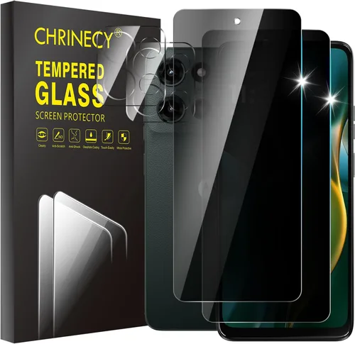 Paquete de 4 protectores de pantalla de privacidad para Motorola Moto G 5G 2025 con 2 protectores de lente de cámara, vidrio templado de dureza 9H,