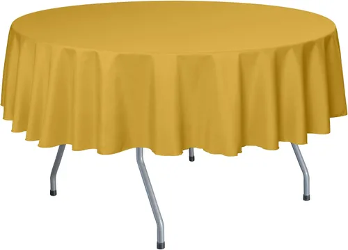 Miniatura 12 de Ultimate Textile Mantel redondo de lino de poliéster de 84 pulgadas, color amarillo claro