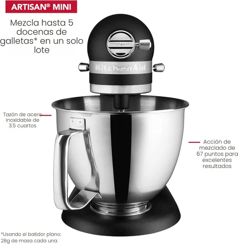 Miniatura 3 de KitchenAid Artisan Mini Batidora de Pie con Cabezal Inclinable de 3.5 Cuartos - KSM3316X - Negro Hierro Fundido Imperial Black