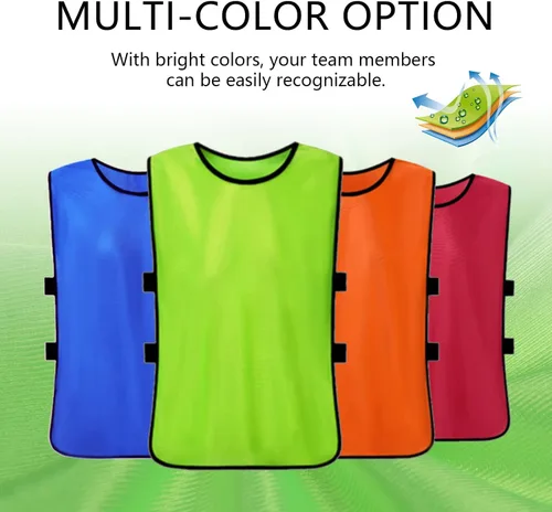 Miniatura 7 de brooman Scrimmage - Chaleco de entrenamiento para niños, jóvenes y adultos, camiseta de práctica de fútbol atlético (12 y 24 unidades)