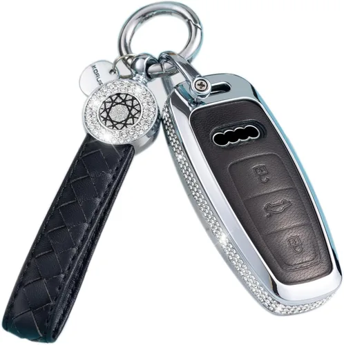 Miniatura 13 de Compatible con Funda para Llavero Audi con Llavero de Cuero Genuino Cristal Protección Completa Carcasa de Llave Compatible con Audi A4 Q7 Q5 TT A3