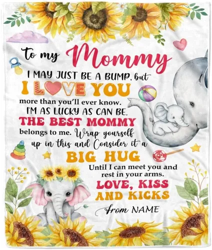 Miniatura 16 de Manta de vellón personalizada con texto en inglés «To My Mom», diseño de girasol de hija e hijo, carta de amor con texto en inglés «You are the