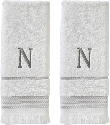 Miniatura 22 de SKL Home Toalla de baño casual con monograma, S, 28 x 54 pulgadas, color blanco