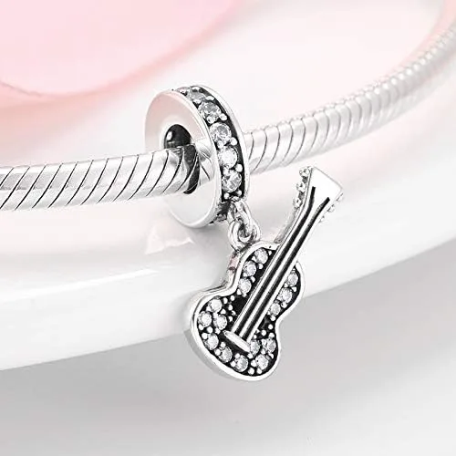 Miniatura 3 de Encantos de voz con micrófono de música I Love de plata de ley 925 con cristales de champán para pulsera Pandora