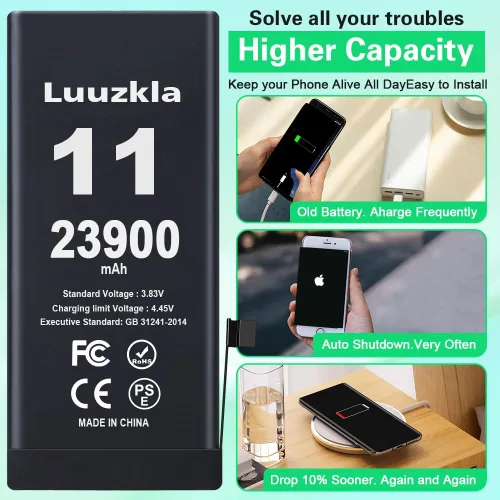Miniatura 3 de Batería de 23900 mAh compatible con iPhone 11, nueva actualización, repuesto de batería de gran capacidad, compatible con iPhone 11, con kits