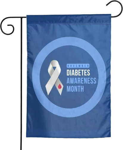 Miniatura 5 de Bandera de jardín con cinta azul del mes de la concienciación sobre la diabetes, cartel decorativo vertical de doble cara para patio, patio, hogar