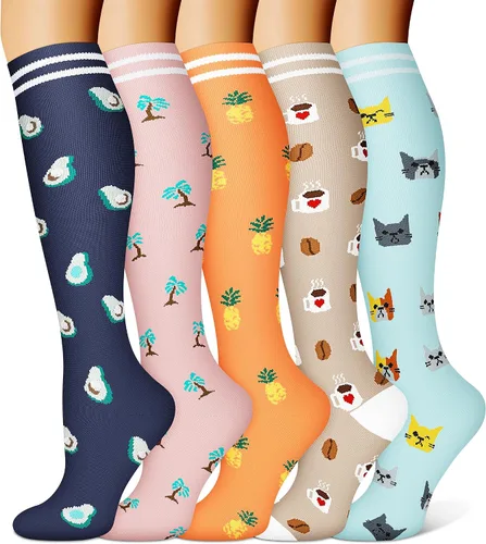 Miniatura 17 de FEYHAY Calcetines de compresión de cobre (5 pares) de 15-20 mmHg, la circulación es la mejor atlética y diaria para hombres y mujeres, correr