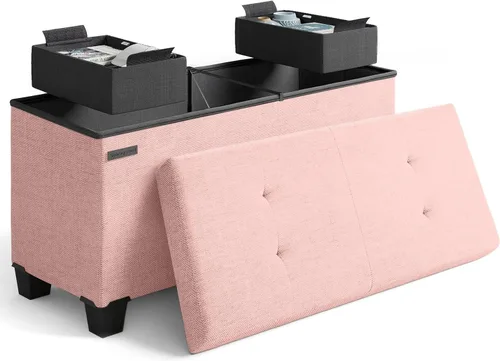 Miniatura 70 de Cubo otomano de almacenamiento con cubo pequeño, otomana cuadrada de 15 pulgadas con almacenamiento para sala de estar y dormitorio, reposapiés