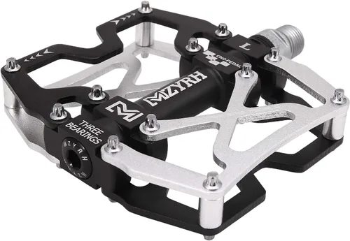 Miniatura 3 de Mzyrh - Pedales de bicicleta de montaña, ultra fuertes, coloridos, mecanizados CNC, de 9/16 pulgadas, ciclismo sellado con 3 rodamientos Silvery