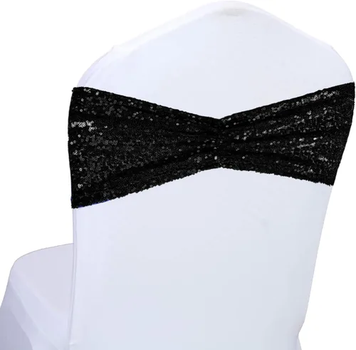 SquarePie Paquete de 100 bandas de lentejuelas negras brillantes para boda, fiesta, banquete, decoración del hogar