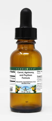 Terravita Extracto líquido de glicerita de fórmula de zanahoria, agrimonia y psyllium (1:5) - Sin sabor (1 oz, ZIN: 523591)