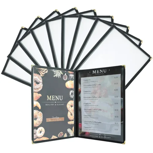 Miniatura 10 de 8.5 x 11 Pulgadas Cubiertas de Menú, Paquete de 10 1 Página 2 Vistas Fundas de Menú con Vista Clara Soporte de Menú para Cocina, Suministros
