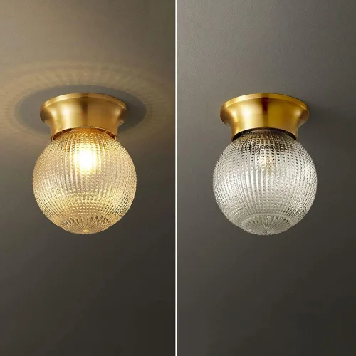 Miniatura 4 de Pattern Glass Semi Flush Mount Ceiling Lamp, Modern Globe Ceiling Light Brass Chandelier, Copper Pendant Lights E27 Ceiling Lighting Fixtures for