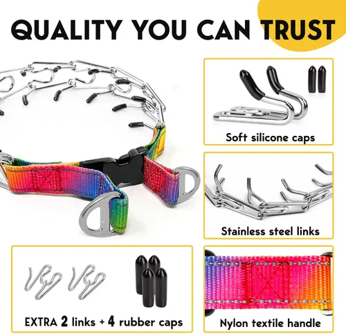 Miniatura 6 de PetJett Collar de Púas para Perros Collar de Entrenamiento Ajustable Collar de Ahogo para Perro Liberación Rápida Collar de Pellizco para Perro
