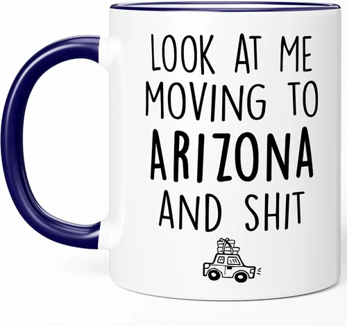 Miniatura 15 de Sweet & Salty Taza con texto en inglés «Look at Me Moving to Arizona», regalos para alguien que se muda fuera del estado, «Welcome Farewell Goodbye