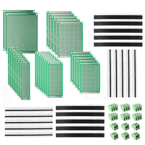 Miniatura 9 de Kit de placas de circuito PCB para prototipos de placa PCB de 40 piezas 5 tamaños universales perforados perforados placas de circuitos impresos