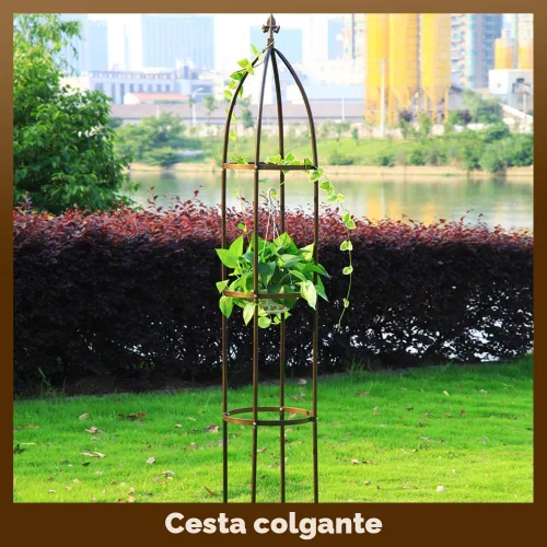 Miniatura 5 de Enrejado de jardín de obelisco 100% metálico de 6.3 pies de alto, soporte resistente para plantas para enredaderas y soportes de flores, 1 pieza