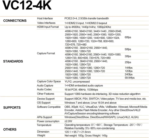 Miniatura 6 de AVMATRIX Tarjeta de captura PCIE VC12-4K 4k para transmisión en vivo de juegos y grabación en 4K60 UHD con latencia ultra baja en PS5 PS4/Pro Xbox