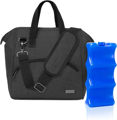 Miniatura 8 de Luxja Bolsa enfriadora de leche materna con una bolsa de hielo (se adapta a 6 botellas, hasta 9 onzas), enfriador de leche materna para biberones