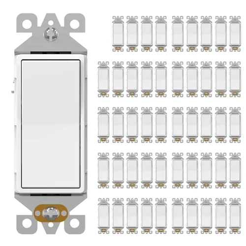 Miniatura 15 de AIDA Paquete de 1 interruptor de luz basculante Decora de 3 vías, interruptores de luz eléctricos con conexión a tierra automática de 15 amperios