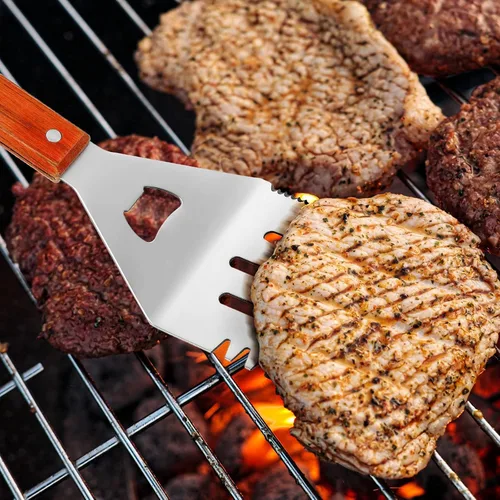 Miniatura 7 de 2 espátulas de parrilla extralargas para barbacoa y parrilla, accesorios de acero inoxidable para parrilla, espátula ranurada y espátula de cocina