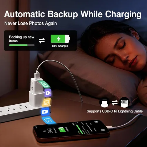 Miniatura 3 de iXflash Cube - Unidad flash USB de 512 GB para iPhone/iPad/Android, copia de seguridad automática de fotos mientras se carga rápidamente, Apple MFi