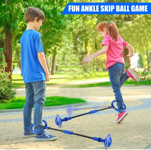 Miniatura 2 de Chridark Pelota de Salto de Tobillo para Niños - Pelota de Salto Plegable con Rueda Luminosa, Juguetes de Juego al Aire Libre para Niños y Adultos
