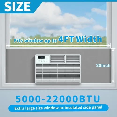 Miniatura 2 de Air Jade Paneles laterales de aire acondicionado para ventana, paneles laterales de espuma de aislamiento envolvente extra anchos de 4 pies para Gris