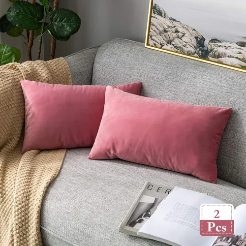Miniatura 54 de Stellhome - Juego de 2 fundas de almohada de terciopelo Rosa claro