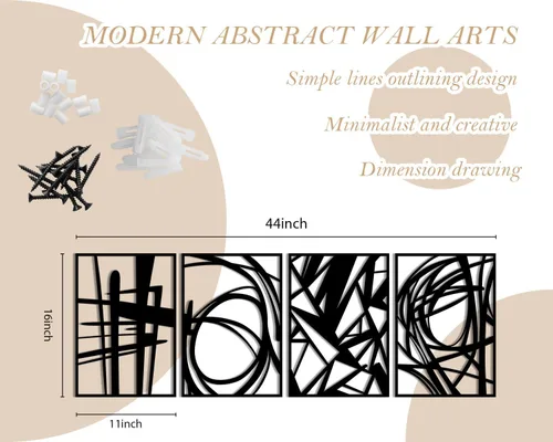 Miniatura 2 de Creoate Decoración de pared de metal negro, arte abstracto moderno para pared, esculturas de pared 3D, arte de pared de metal negro para sala