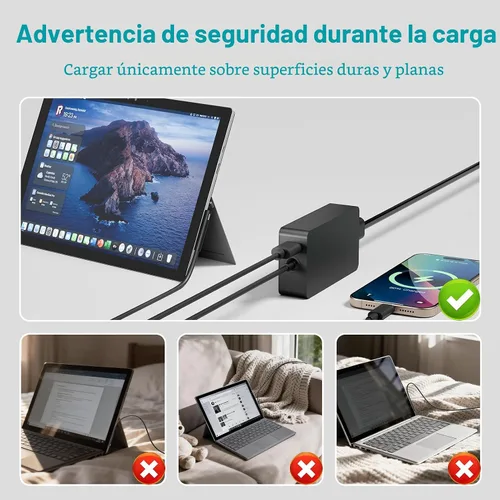 Miniatura 6 de Cargador de 65 W compatible con Microsoft Surface Pro 11, 10, 9, 8, 7+, 7, 6, 5, 4, 3, X, adaptador de corriente para Windows Surface Laptop