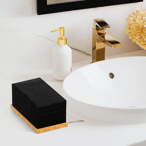 Miniatura 3 de KAMMAK Servilletas Negras Desechables con Bolsillo para Boda, Servilletas Decorativas de Cena de Papel, Paquete de 100, Toallas de Mano de Invitado