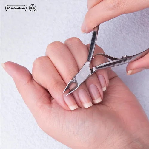 Miniatura 4 de Professional Mundial 722-PR - Alicate de cutículas con mandíbula completa de acero inoxidable y mango corto