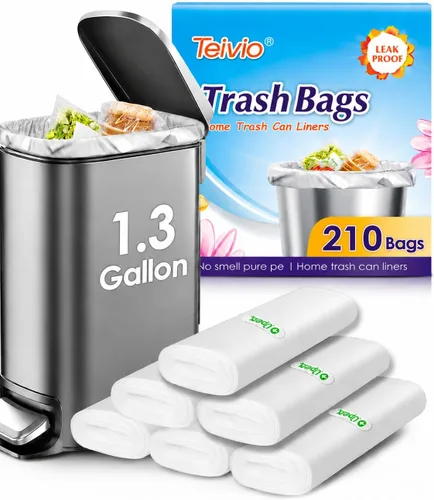Miniatura 21 de Bolsas de basura fuertes de 1.2 galones, 220 unidades, bolsas de basura para baño, bolsas de plástico pequeñas para la oficina en casa, cocina, se