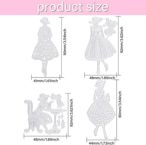 Miniatura 2 de GLOBLELAND Afternoon Tea Lady - Troqueles de corte de metal para mujer, elegantes troqueles para manualidades, álbumes de recortes, boda