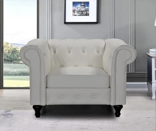 Miniatura 4 de Container Furniture Direct Teressa - Juego de sofá Chesterfield de piel sintética de 2 piezas para sala de estar, apartamento u oficina, incluye