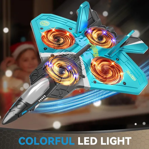 Miniatura 4 de 4DRC V17 Aviones de Control Remoto de Espuma para Niños y Adultos 4-7 8-16, Avión RC de Combate con Luz, Avión de Juguete con Giro de 360°, Sensor