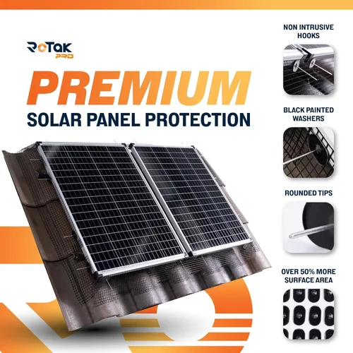 Miniatura 9 de Rotak Critter Guard PRO - Kit de rollo de prevención de pájaros para panel solar de 6 pulgadas x 100 pies con 60 clips de cierre - Malla de alambre