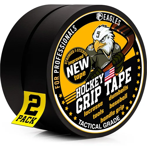 Cinta adhesiva para hockey negra de 1 pulgada, 2 rollos de cinta adhesiva para deportes atléticos, cinta de tela multiusos resistente al agua para