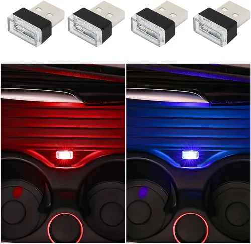 Miniatura 10 de Dickno 7 PCS Lámpara de Ambiente Interior de Coche LED USB, Mini Luz Nocturna LED Portátil, Kit de Iluminación Ambiental de Maletero con Interfaz