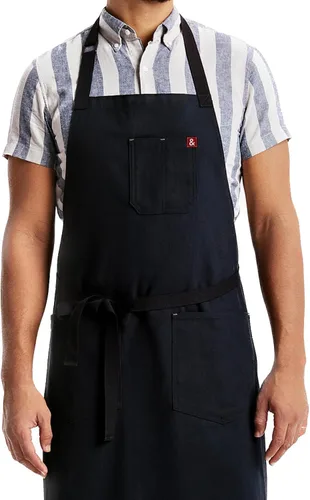 hedley & bennett Essential Delantal – Delantal de chef profesional con bolsillos – Delantal de cocina para hombres – Delantal de cocina para hombres